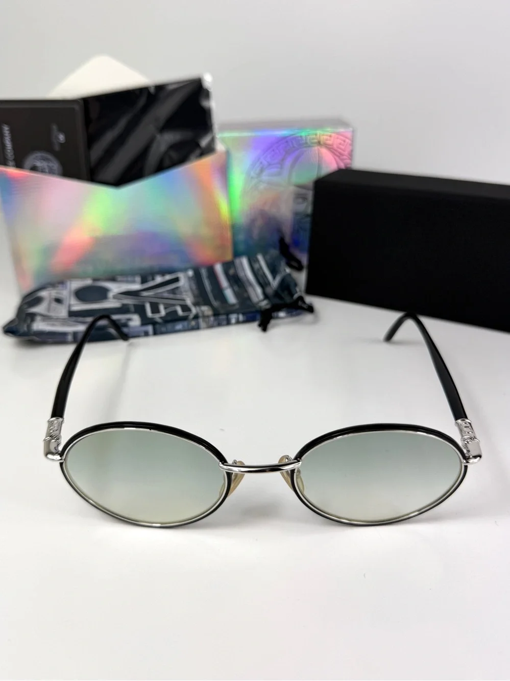 Vintage Christian Dior 2057 79D Sunglasses Custom Teal Mirror Oval Monsieur Set